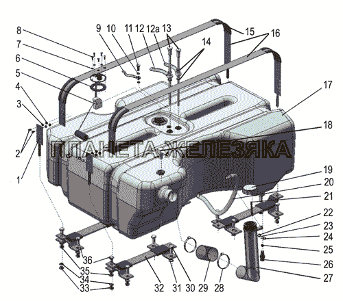 Бак топливный (в комплектации трактора с гидроподъемником) МТЗ-900/920/950/952