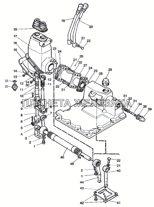 Механизм 2-х рычажного управления КП МТЗ-900/920/950/952