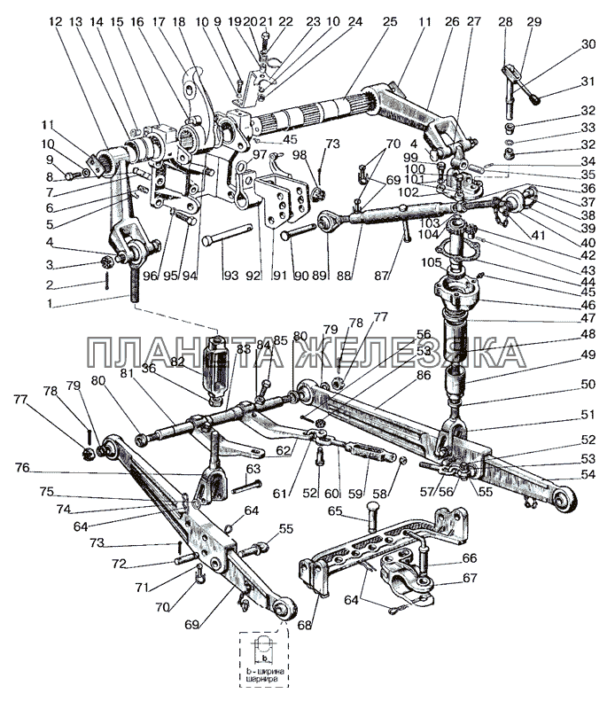 Механизм задней навески (для тракторов с силовым регулятором) МТЗ-900/920/950/952