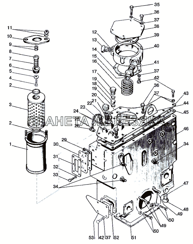 Корпус гидросистемы и фильтр МТЗ-900/920/950/952