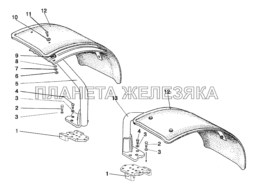 Крылья передние (для ПВМ 822-2300020-02 с удлиненными рукавами) Беларус-952.5