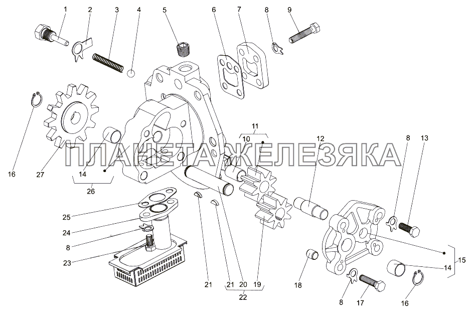 Масляный насос 202-1704010 МЗКТ-65151 