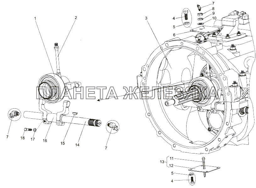 Коробка передач с деталями выключения сцепления МЗКТ-65151 