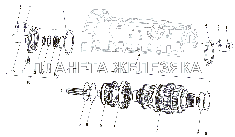 Установка первичного и вторичного валов МЗКТ-65151 