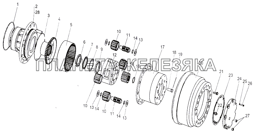 Детали колесной передачи МЗКТ-65151 