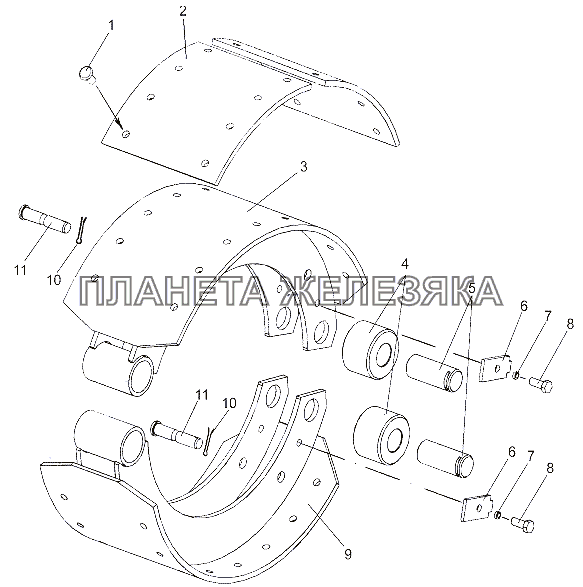 Колодка тормоза 9919-3501090, 9919-3501091 МЗКТ-65151 