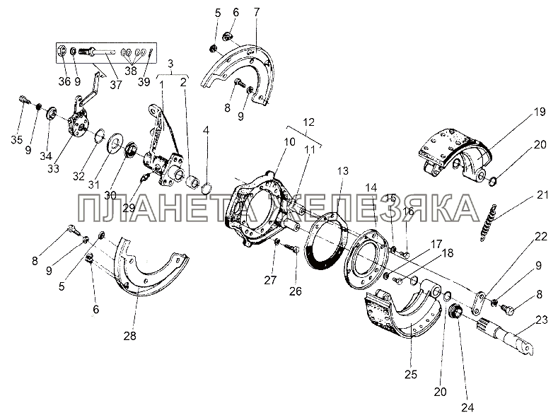 Тормоз 692301-3501004-01, 692301-3501005-01 МЗКТ-65151 