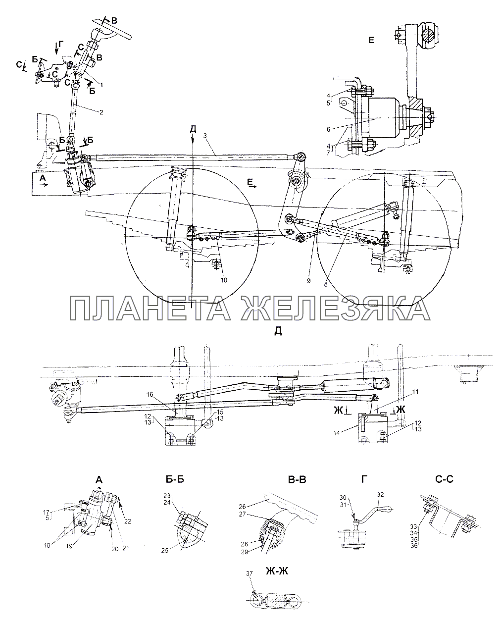 Установка рулевого управления МЗКТ-65151 