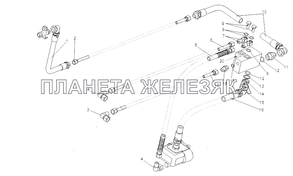 Установка трубопроводов блока клапанов МЗКТ-65151 