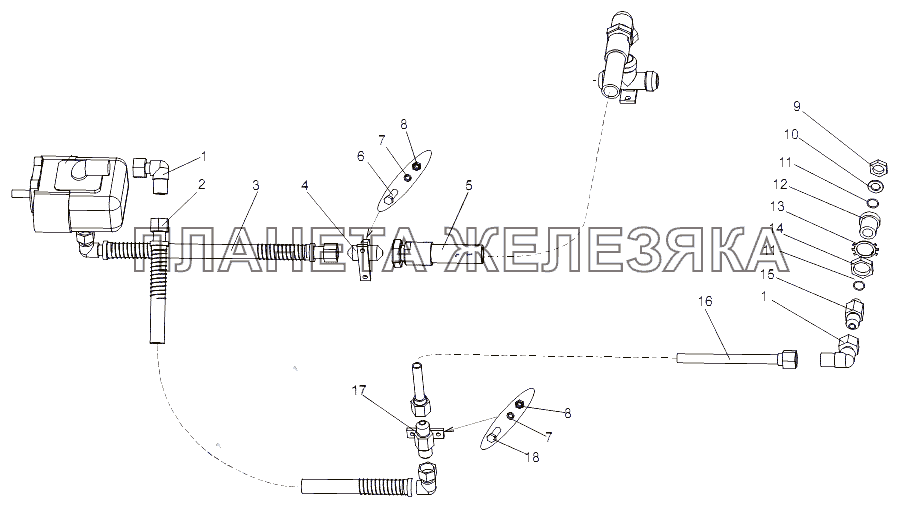 Установка трубопроводов насоса МЗКТ-65151 