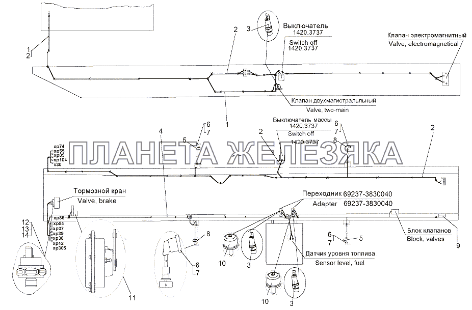 Установка электрооборудования на шасси МЗКТ-65151 