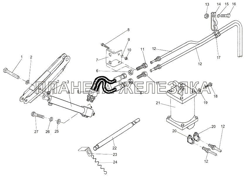 Механизм подъёма кабины МЗКТ-65151 