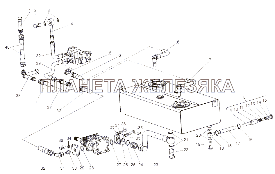 Установка трубопроводов МЗКТ-65151 