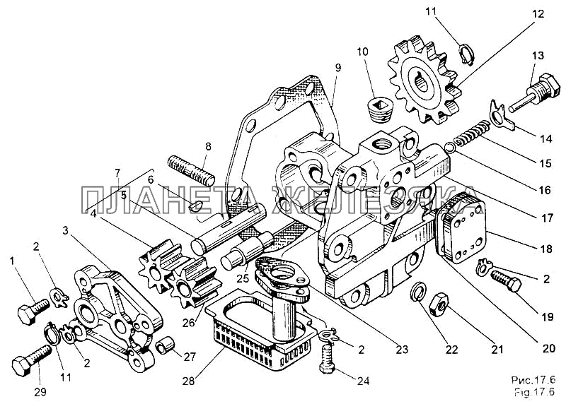 Масляный насос 202-1704010 МЗКТ-65158