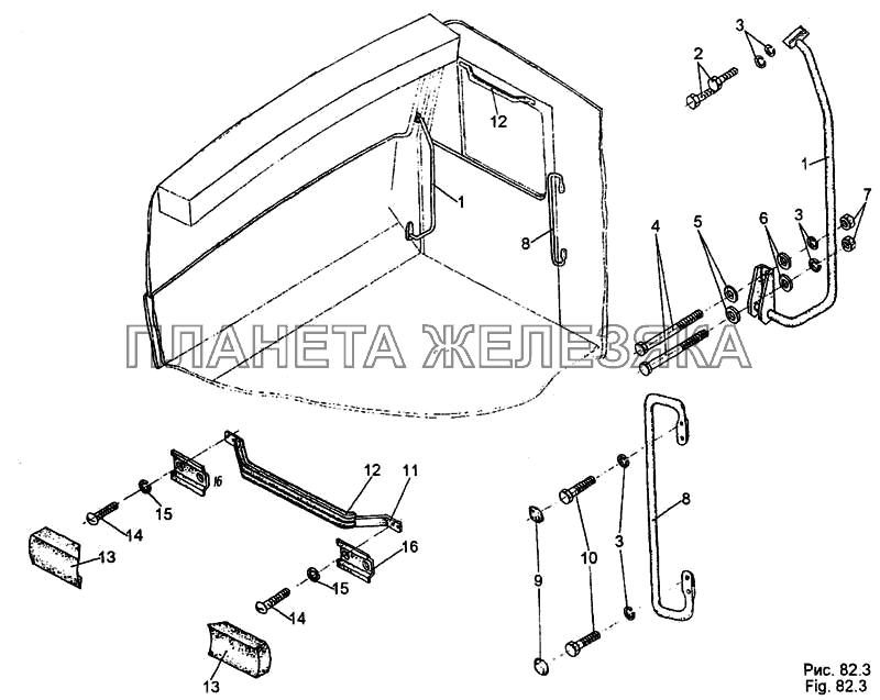 Установка поручней в кабине МЗКТ-65158