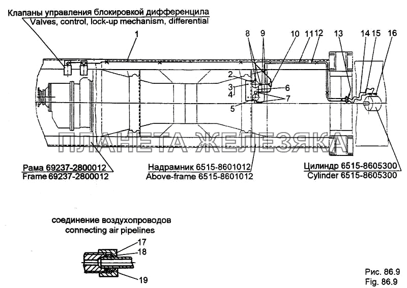 Установка трубопроводов системы управления МЗКТ-65158 Установка трубопроводов системы управления МЗКТ-65158
