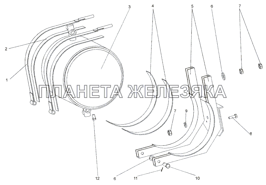 Крепление топливных агрегатов питания подогревателя МЗКТ-652511