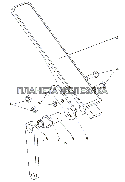 Педаль с втулкой и рычагом 74133-1108006 МЗКТ-652511