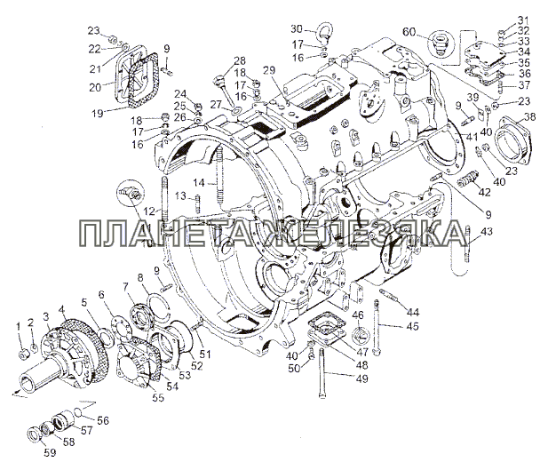 Картерные детали коробки передач МЗКТ-652511