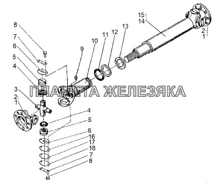 Валы карданные 6525-2201010, 7917-2208010 МЗКТ-652511