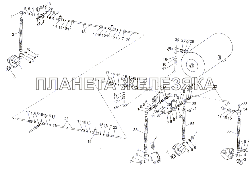 Привод управления блокировкой дифференциалов МЗКТ-652511