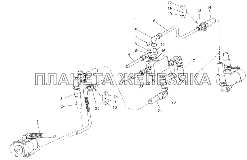 Трубопроводы и шланги блока клапанов и насосов МЗКТ-652511