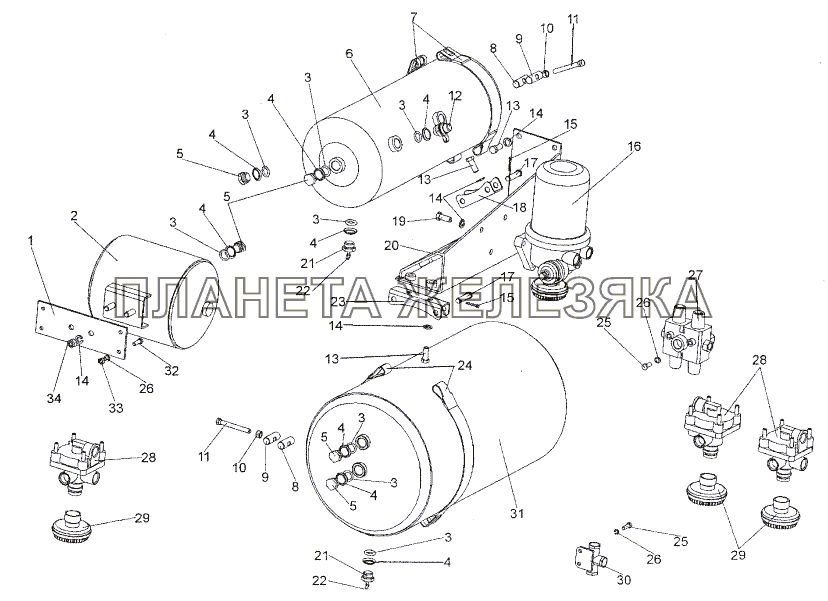 Установка ресиверов и аппаратов МЗКТ-652511