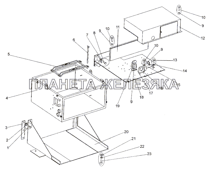 Крепление контейнера аккумуляторных батарей МЗКТ-652511