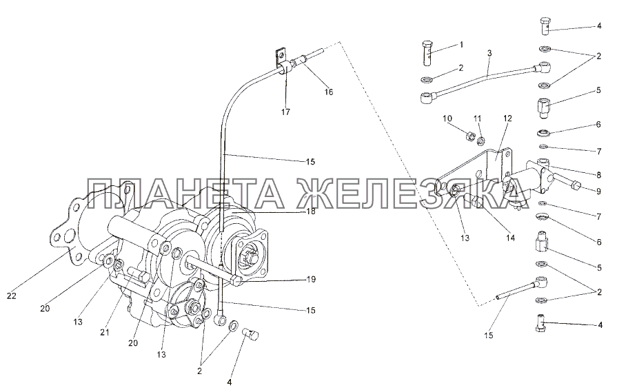 Установка коробки отбора мощности МЗКТ-652511