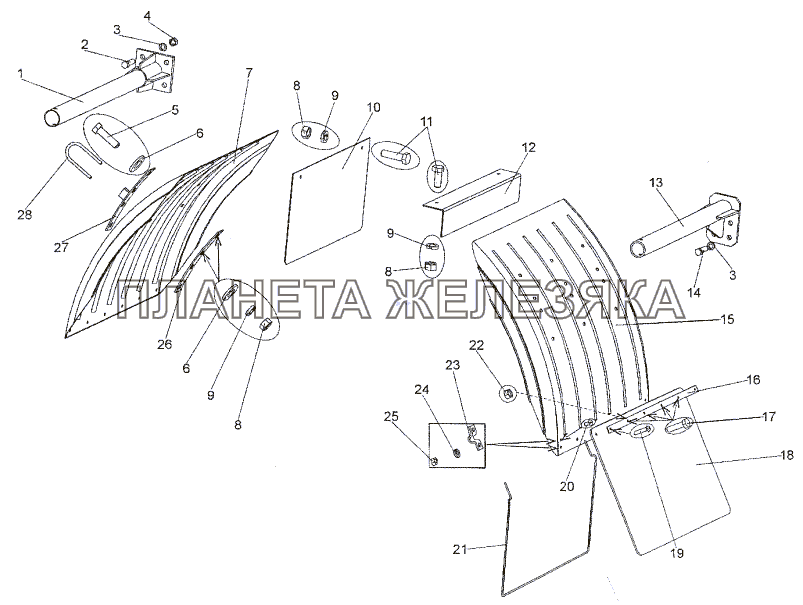 Установка задних крыльев (Крылья металлические) МЗКТ-652511