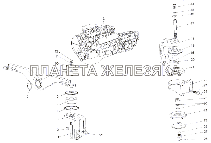Установка двигателя МЗКТ-6527