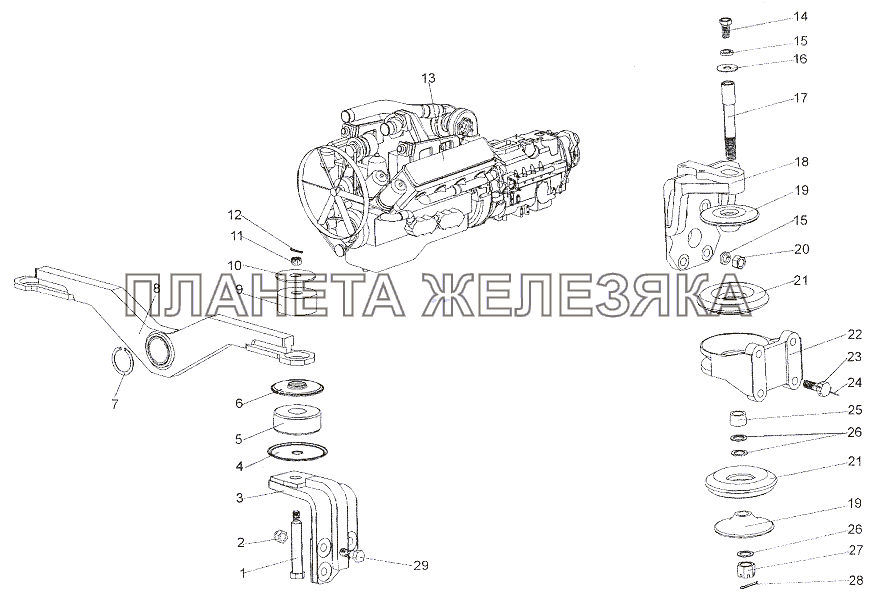 Установка двигателя МЗКТ-79011