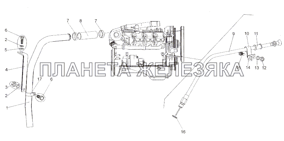 Установка агрегатов системы смазки двигателя МЗКТ-79011