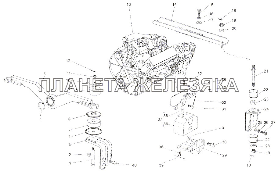 Установка двигателя МЗКТ-6527