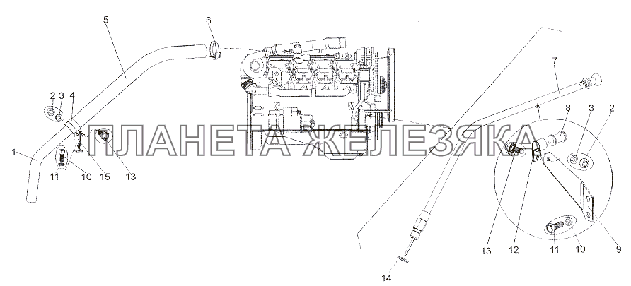Установка агрегатов системы смазки двигателя МЗКТ-7402
