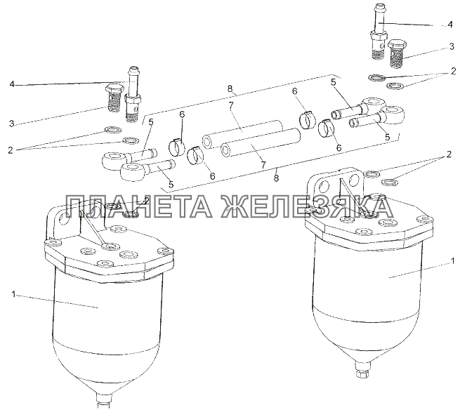 Топливопроводы фильтр-отстойника топлива МЗКТ-7402