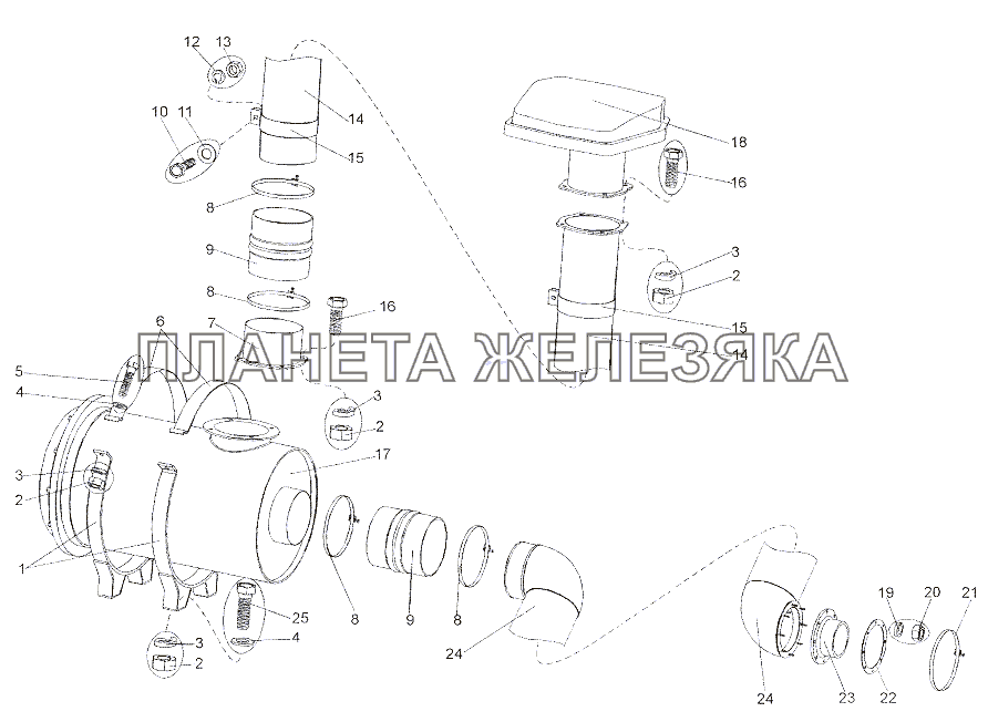 Установка воздухоочистителя МЗКТ-79011