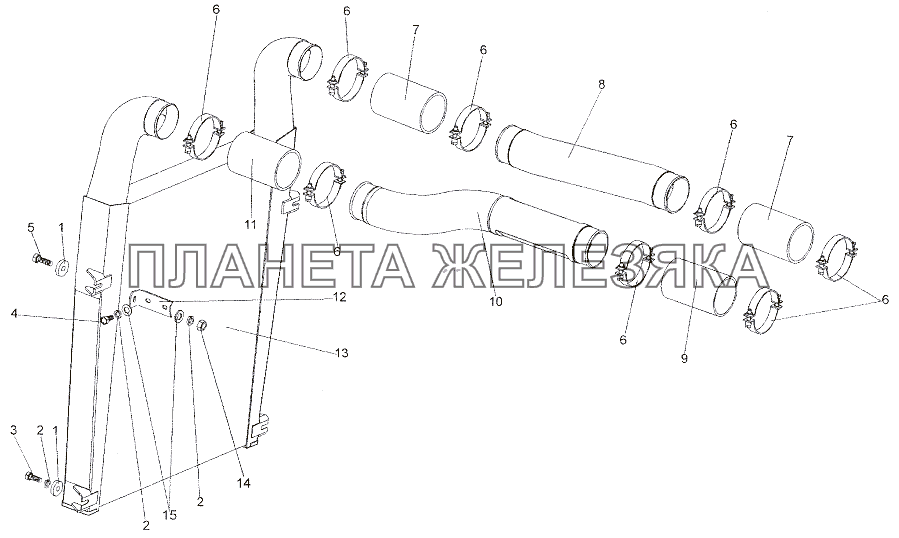 Установка охладителя наддува МЗКТ-6527