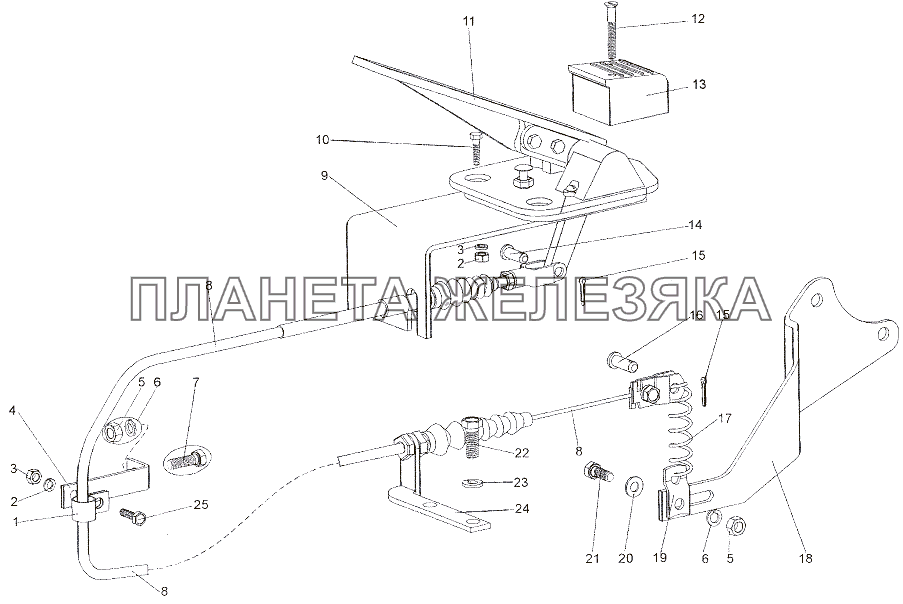 Привод управления подачей топлива МЗКТ-79011