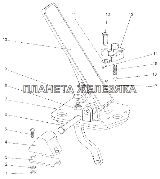 Педаль с кронштейном 64221-1108005-10 МЗКТ-79011