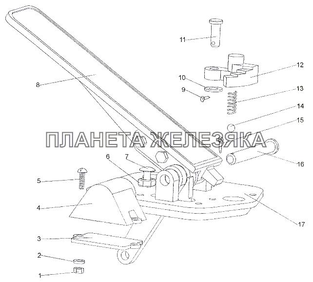 Педаль с кронштейном 74133-1108005 МЗКТ-79011