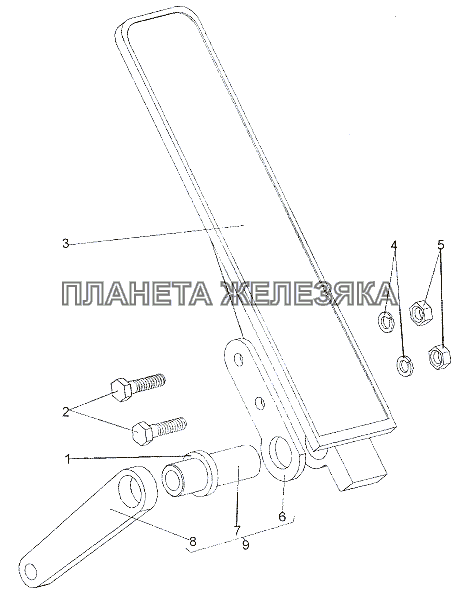 Педаль с втулкой и рычагом 74133-1108006 МЗКТ-7402