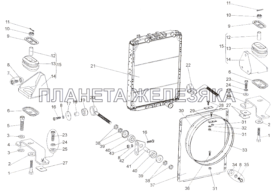 Установка радиатора МЗКТ-7402