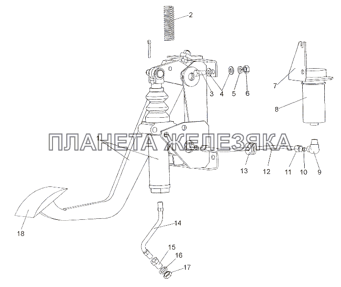 Установка  механизма управления сцеплением МЗКТ-7402