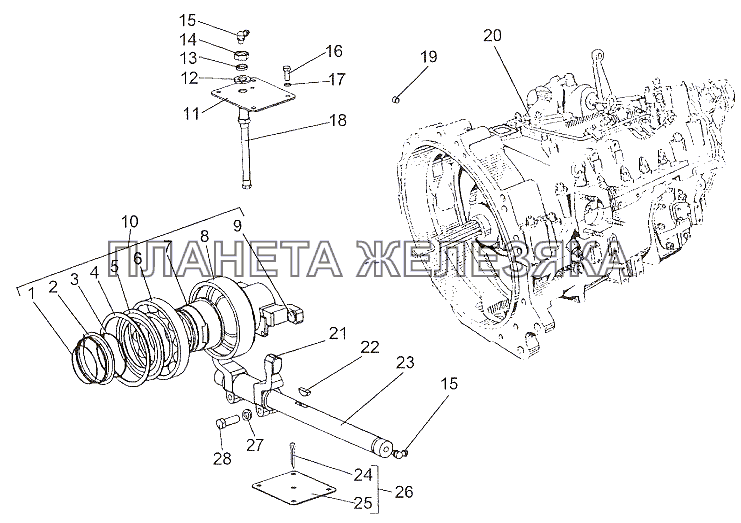 Коробка передач с деталями выключения сцепления 65151-1700045-90 МЗКТ-7402