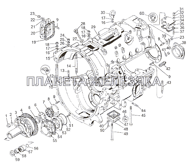 Картерные детали коробки передач МЗКТ-79011