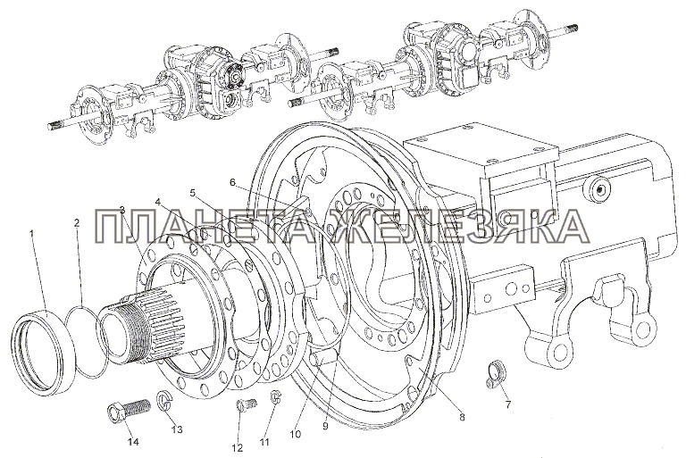 Установка цапфы задних мостов МЗКТ-7402