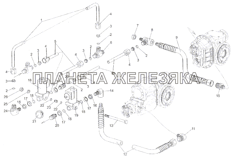 Привод управления механизмами блокировки дифференциалов МЗКТ-79011