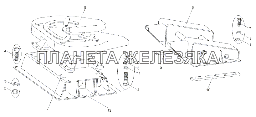 Установка седельного устройства МЗКТ-7402