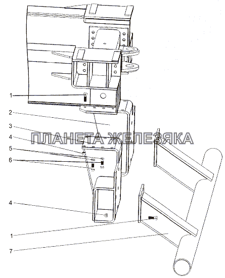 Установка бруса противоподкатного МЗКТ-7402